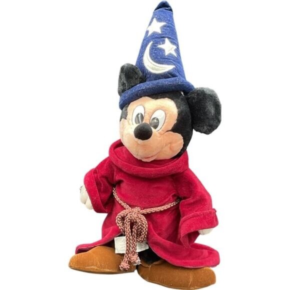 Disney Sorcerers Apprentice Mickey Mouse Plush Toy In Red Robe & Wizard Hat 17" - Picture 1 of 7